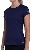 TCA Damen Atomic Kurzarm T-Shirt Quickdry, Sporttop, Laufshirt, Lauftop - Dunkelblau, M