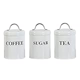 YASAHNG Vorratsdose Küchendosen Luftdicht, Vorratsbehälter Aus Metall Für Kaffee, Zucker & Tee, Trockenfutterbehälter Weiß (3 STÜCKE)