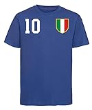 Youth Designz Kinder T-Shirt Trikot Italien mit Wunschname + Nummer - Blau 8 Jahre (118/128)