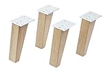 FACKELMANN Holzfüße Set Finn / 4 Holzfüße aus Eichenholz/Höhe: ca. 15 cm/Farbe: Braun hell/inklusive Befestigungsmaterial/geeignet für Waschtischunterschrank und Doppel-Midischrank Finn