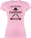 Karneval & Fasching Kostüm Outfit - Das ist Mein Cowboy Kostüm - L - Rosa - Cowboy kostüm Shirt Damen - L191 - Tailliertes Tshirt für Damen und Frauen T-Shirt