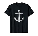 Schöner Schiff Anker in Silberfarbe Marine Meer Ozean See T-Shirt