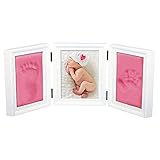 Baby Bilderrahmen Gipsabdruck-Set, Baby Fußabdruck und Handabdruck Set Geschenk zur Geburt
