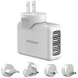 VOOMY Universal Reiseadapter mit 4 USB Ports - Weltweiter Reisestecker für 170+ Länder, Ideal für Reisen in USA, Europa, Australien, inklusive England, Thailand, Indien - Multi-Steckdosenadap
