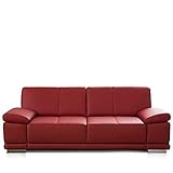 CAVADORE 2,5-Sitzer Sofa Corianne / Kleine Echtleder-Couch im modernen Design / Mit Armteilverstellung / 192 x 80 x 99 / E