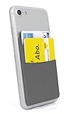 MyGadget 2 Fächer Kartenhalter für Smartphones RFID Blocking - Haftendes Kartenfach, Kartenhülle, Karten Halterung - Handy Geldbörse Etui Wallet - Grau