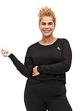 Zizzi ABASIC Damen T-Shirt für Sport & Freizeit Langarm Sporttop Quick Dry Fitness, schwarz, XL (54/56)