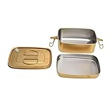 Doppelschicht-Lunchbox, 1,5L 304 Edelstahl-Lunchbox Doppelschichten Bento-Lebensmittelbehälter Metallgeschirr Gold