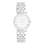 Oozoo Vintage Damen Uhr in Silber/weiß| Armbanduhr Damen mit Edelstahl Armband | Schöne Uhr für Damen | Edle Analog Herrenuhr (28mm Gehäuse) in rund C20372