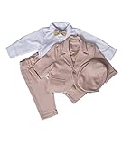Cocolina4kids Baby Anzug mit Sakko Taufanzug beige Jungen Anzug langarm Festanzug Taufset Taufoutfit (beige, 74)