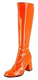Das Kostümland Gogo Damen Retro Lackstiefel - Orange Gr. 39 - Tolle Schuhe zur 70er 80er Jahre Disco Hippie Mottoparty