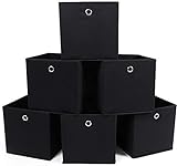 SONGMICS Aufbewahrungsbox, 6 Stück, Faltbox, faltbarer Organizer, mit Fingerloch, 30 x 30 x 30 cm, Vliesstoff, schwarz RFB02H-3