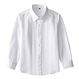 MRULIC Kinder Baby Oberteile Blusen Pullover Langarmshirt Button WeißE Bluse Formelle Kleidung Jungen MäDchen Geburtstag Geschenk(150,Weiß)