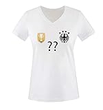 Trikot - Deluxe 2016 - DE - WUNSCHDRUCK - Damen V-Neck T-Shirt - Weiss/Schwarz-Gold Gr. S