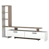 moebel17 Simal TV Board Lowboard Fernsehtisch Fernsehschrank Sideboard Schrank Tisch für Wohnzimmer, Holz, Weiß Cordoba, mit Türen, großes Regalelement, viel Stauraum, 168,2 x 22 x 120 cm, 1919