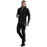 Solide Trainingsanzug Reißverschluss mit Patchwork Taschen und Farbe Hoodie Herrenanzug Männer Anzüge & Sets Anzüge, Schwarz , XL