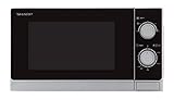 Sharp R200INW Solo-Mikrowelle / 20 L / 800 W / 5 Leistungsstufen / Timer von 35 Minuten bis 00 Sekunden / gewichtgesteuertes Auftauen / Energiesparmodus / Glasdrehteller (25,5 cm) / silber