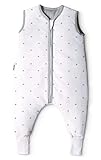 Ehrenkind® Babyschlafsack mit Beinen | Bio-Baumwolle | Ganzjahres Schlafsack Baby Gr. 90 Farbe Weiß mit grauen Sternen