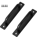 TAFAFTL Scheunentor Griff,2 Stück Schiebetür Handgriff Schwarz,Eisenware Türgriff Schwere Schwarz Türgriff aus Aluminiumlegierung mit Schrauben für eine Holztür, Gartenrüt, Schranktür,Lochabstand160mm