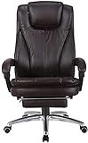 JYHQ Stühle, Bürostuhl, gepolstert, hohe Rückenlehne, Leder, ergonomisch, mit Fußhocker, Gaming-Stühle (Farbe: Braun, Größe: mit Fußstütze)