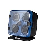 Klarstein Clover Uhrenbeweger, 4 Uhren, 3 Rotationen, 4 Geschwindigkeiten, Blauer LED-Beleuchtung, transparente Acryltür, abriebfester, widerstandsfähiger Kunststoff, schwarz-blau