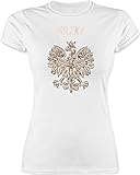 Fussball WM 2022 Fanartikel - Polska Vintage - S - Weiß - Tshirt Damen Polen - L191 - Tailliertes Tshirt für Damen und Frauen T-Shirt