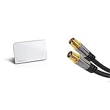 Oehlbach Scope Vision DVB-T2 HD Antenne - Digitale Zimmerantenne - USB Strom, Weiß & KabelDirekt Antennenkabel – 2m (durchgäng. Schirmung, 75 Ohm, Koax Stecker  Koax Kupplung)