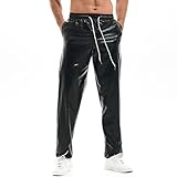 Amy Coulee Herren Glänzend Metallic Hosen Nachtclub Disco Hose (Schwarz, M)