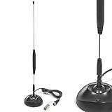 hb-digital DVB-T/T2 Aktive Stabantenne mit Sockel und Verstärker 22dB DAB+ UKW Terrestrische Antenne Zimmerantenne IEC-Anschluss stecker inkl. F-Stecker Adap