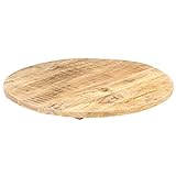 Tidyard Tischplatte Arbeitsplatten DIY Schreibtischplatte Bürotischplatte Holzplatte Massivholz Mango Rund 25-27 mm 40 cm