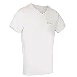 TanMeOn Durchbräunendes V-Ausschnitt Shirt für Herren, T-Shirt braun Werden, Farben: Weiss, Blau oder Grau, Größen: S, M, L, XL, XXL (Weiss, S)