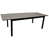 DEGAMO Gartentisch Ausziehtisch FARO XL, 180/240x100cm, Aluminium anthrazit + Glas in Keramikoptik hellgrau, O