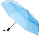 Amazon Basics - Regenschirm mit Windfang, Hellblau