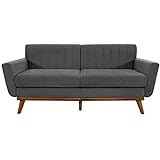 VASAGLE 3-Sitzer Sofa, Couch für Wohnzimmer, für Wohnungen, Homeoffice, Beine aus Massivholz, einfacher Aufbau, Mid-Century Stil, 191 x 80,5 x 86 cm, grau LCS030G01