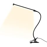 Wilktop 8W Schreibtischlampe, Dimmbar USB Klemmleuchten mit 3 Modi (Kalt/Warm/Natur weiß) 10 Helligkeitsstufen LED-Schreibtischleuchte für Büro, Lernen,Lesen, Studieren, Arbeit (Schwarz)