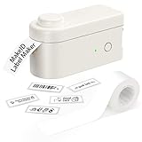 Makeid Beschriftungsgerät Bluetooth, Selbstklebend Etikettendrucker Tragbares Etikettiergerät für iOS & Android Zuhause, Wireless Organisation für Schule Büro Weiß