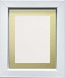 Frame Company Mirabelle Bilderrahmen, Holz, modernes Design, mit goldfarbenem Passepartout, 101,6 x 76,2 cm, für Bildgröße A1 (33,1 x 23,4 cm), verschiedene Größen und Passepartout, Weiß