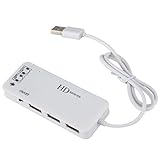 Echwave 3 Port USB 2.0 Hub Externer 7.1 Ch Soundkarte Headset Mikrofon Adapter für PC Weiß