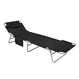 SoBuy® OGS35-SCH Gartenliege Sonnenliege Relaxliege mit Seitentasche Liegestuhl klappbar Strandliege in schwarz
