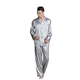 TIFIY Schlafanzug Herren Pyjama Sets Langärmlig Bedruckt für den Heimdienst Lässig Pyjama Anzug Schwarz, Grau, L/XL/2XL/3XL