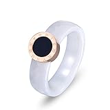Ring Ringe Rings Bijouterie Trendy Römische Ziffer Ring Schmuck Für Frauen Roségold Farbe Keramik Titanstahl Eheringe Für Frauen 9 Weiß