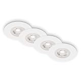 BRILONER - 4er Set Einbauleuchten Decke LED, Einbaulampen ultraflach, Einbaustrahler Bad, Badeinbaustrahler IP44, 4,9 Watt, 480 Lumen, Badezimmer, warmweiße Lichtfarbe, 90x25 mm (DxH), Weiß