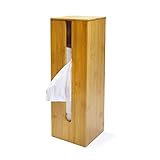 Gewello Toilettenpapier Aufbewahrung aus Bambus 4 Rollen (43x13,5x13,5cm) - rutschfeste Klopapier Aufbewahrung mit Deckel - Toilettenpapierhalter Holz stehend