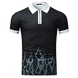 Tshirt Herren Sale Herren Casual Tops Shirt Feuerdruck Reißverschluss Umlegekragen Mode Lose Bluse Kurzarm Tops Shirt Uhr Kind