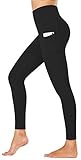 Fengbay Yogahose mit hoher Taille, Tasche, Yogahose, Bauchkontrolle, Workout, Laufen, 4-Wege-Stretch-Yoga-Leggings - Schwarz - Mittel