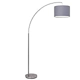 BRILLIANT Lampe Clarie Bogenstandleuchte 1,8m eisen/grau | 1x A60, E27, 60W, geeignet für Normallampen (nicht enthalten) | Skala A++ bis E | Mit Fußschalter
