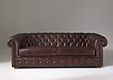 JVmoebel Chesterfield Sofa Polster Couch 3 Sitzer Schlafsofa + Bettfunktion Leder Sofas