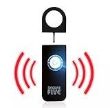 Secure by FIVE Persönlicher Alarm – Persönlicher Taschenalarm Sicherheitsalarm zur Selbstverteidigung mit Hellem LED-Licht Panikalarm für Frauen, Jugendliche, Senioren, Behinderte Mit Karabiner