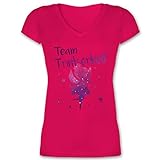 JGA Junggesellenabschied Frauen - Team Trinkerbell - XXL - Fuchsia - Damen Shirts sprüche - XO1525 - Damen T-Shirt mit V-Ausschnitt