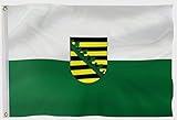 PHENO FLAGS Sachsen Flagge - Bundeslandfahne mit Messing-Ösen - 90 x 150 cm - Wetterfeste Fahnen für Fahnenmast - 100% Polyester
